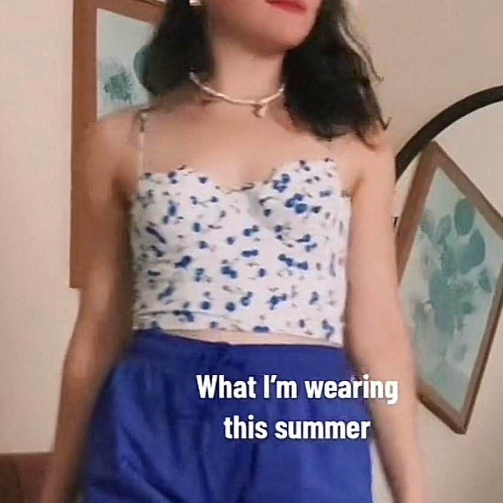 Blue cherry corset